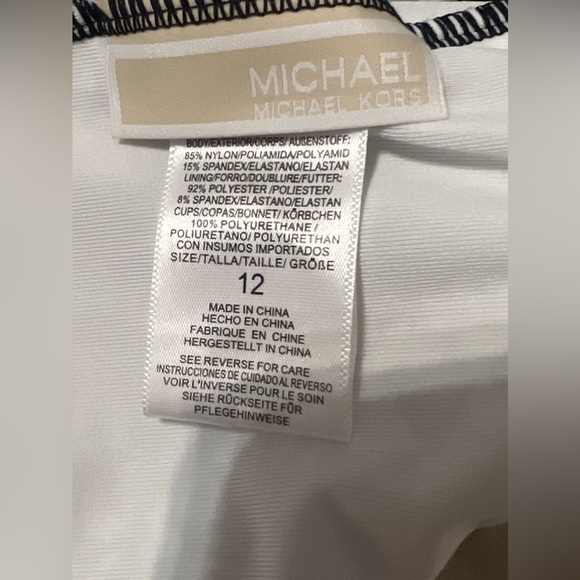 Michael Kors Black & White Floral One Piece Halter Swimsuit. Size 12. - Picture 4 of 5